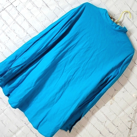 Woman Within Pool Blue Long Sleeve Plus Size Linen Blend Button Shirt Size Large - Picture 10 of 13